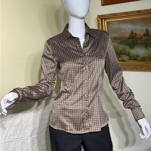 Mandarin & Mint Silk Geometric Pattern Dress Shirt